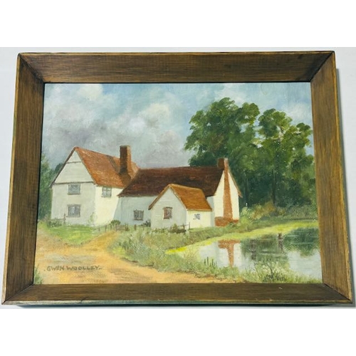 1024 - Framed Oil On Board, Willie Lotts Cottage, By Gwen Woolley, 14