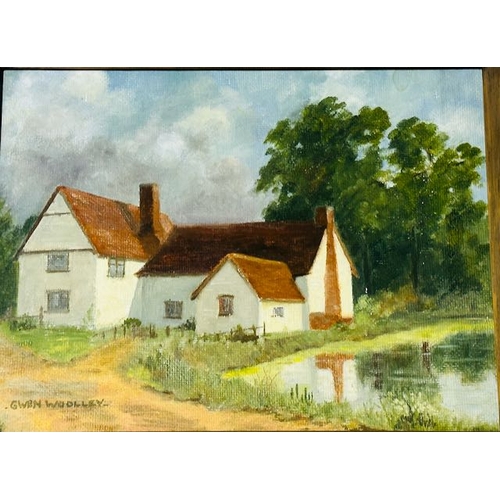 1024 - Framed Oil On Board, Willie Lotts Cottage, By Gwen Woolley, 14