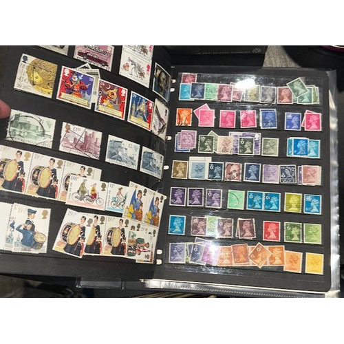 99 - Large Folder Of Stamps + Tin Of Stamps + Box Of Some First Day Covers