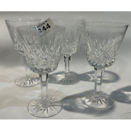 344 - Waterford Crystal Wine Glass x4