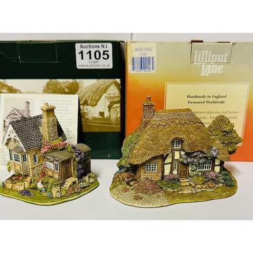 1105 - Boxed Lilliput Lane x2 - Whistle Stop Gallery + The Rustlings
