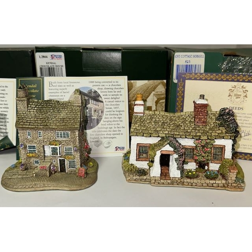 1116 - Boxed Lilliput Lane x4 - Slate Cutter's Cottage, Badger Bar, Kendal Chocolate House + Rose Cottage S... 