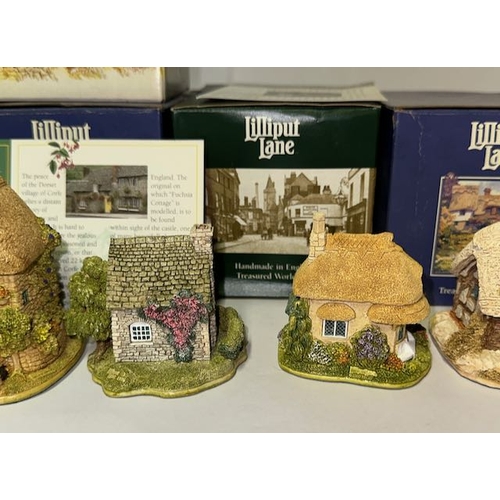 1123 - Boxed Lilliput Lane x6 - Fiddlers Folly, Watermill, Cream Of the Crop, Fuchsia Cottage, The Penny Fa... 