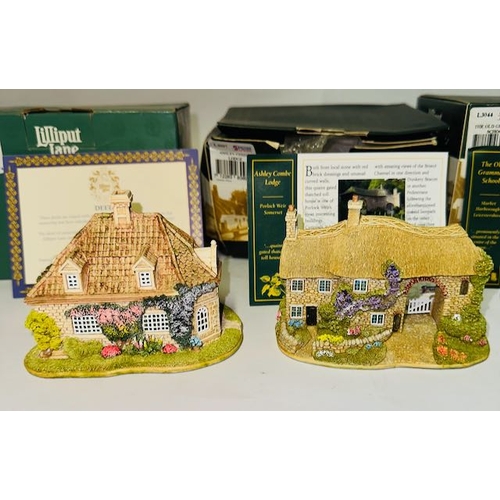 Boxed Lilliput Lane x4 - Van Burgh Lodge, The Old Grammar School, Ashley  Combe Lodge + Penrith Town