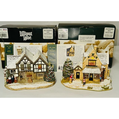 1148 - Boxed Lilliput Lane x2 - 2007 Christmas Special Edition The Angel Inn + 2006 Christmas Special Edtio... 