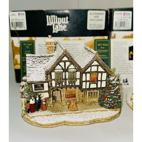 1148 - Boxed Lilliput Lane x2 - 2007 Christmas Special Edition The Angel Inn + 2006 Christmas Special Edtio... 