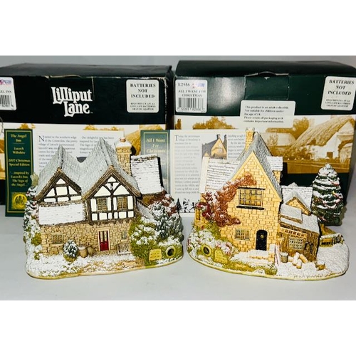 1148 - Boxed Lilliput Lane x2 - 2007 Christmas Special Edition The Angel Inn + 2006 Christmas Special Edtio... 