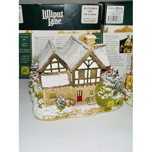 1148 - Boxed Lilliput Lane x2 - 2007 Christmas Special Edition The Angel Inn + 2006 Christmas Special Edtio... 