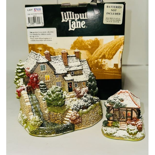 1149 - Boxed Lilliput Lane - The Winter Water Mill with Little Tea Caddy in Winter