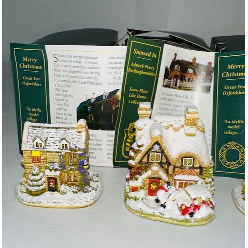 1158 - Boxed Lilliput Lane x5 - Merry Christmas x2, SNowed In, Snowflake + First Snöel