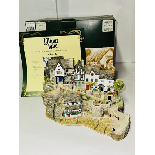 1160 - Boxed Lilliput Lane - Ltd Ed No 317 Illuminated Model - Clovelly with Cert