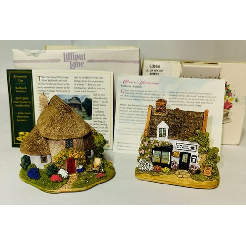 1169 - Boxed Lilliput Lane x2 - Afternoon Tea + Alfresco Tearooms