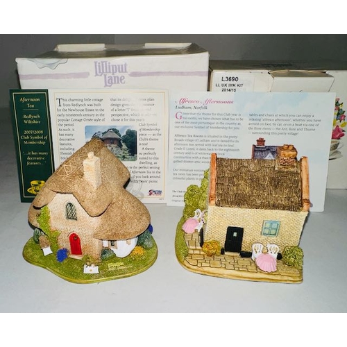 1169 - Boxed Lilliput Lane x2 - Afternoon Tea + Alfresco Tearooms