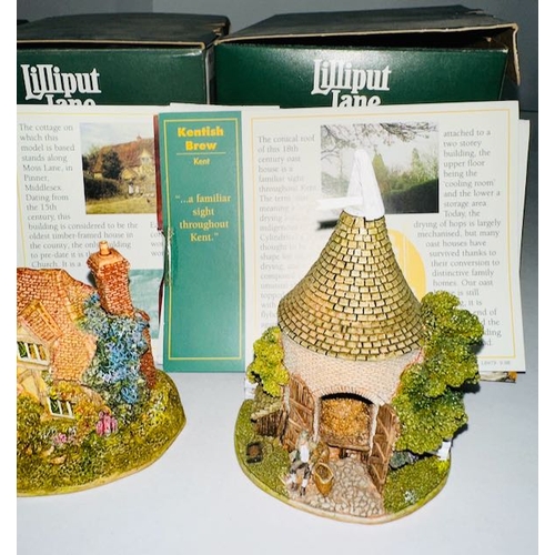 1173 - Boxed Lilliput Lane x3 - A Coven of Witches, Free Range + Kenitsh Brew