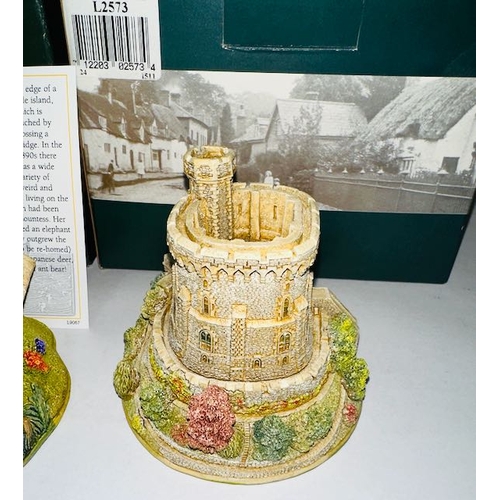 1181 - Boxed Lilliput Lane x2 - Warwick Castle Boathouse + Round Tower, Windsor Castle