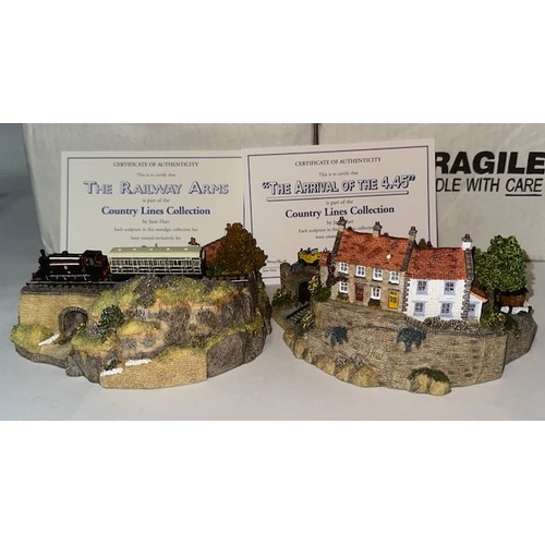 1198 - Danbury Mint Country Lines Collection by Jane Hart - The Railway Arms + The Rival Of The 4.45, In Or... 