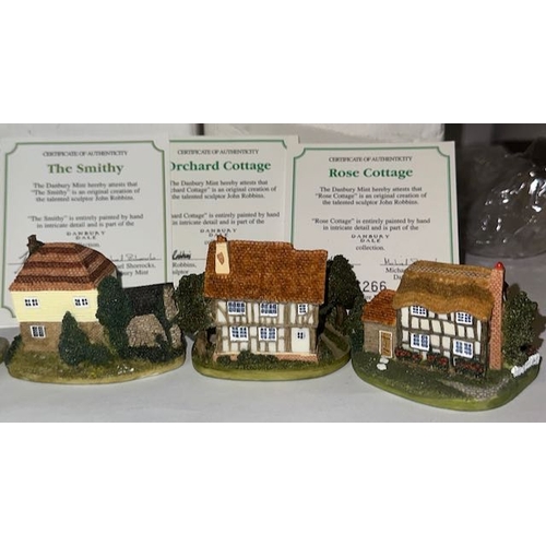 1211 - Danbury Mint John Robbins Sculpture x6 from the Danbury Dale Collection - Rose Cottage, Orchard Cott... 