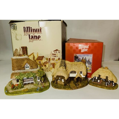 1217 - Lilliput Lane x 3, Jasmine Cottage, Oslers Keep And April Cottage, 2 Larger Boxed