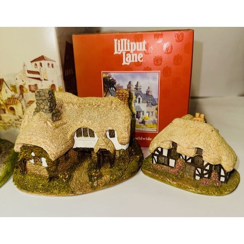 1217 - Lilliput Lane x 3, Jasmine Cottage, Oslers Keep And April Cottage, 2 Larger Boxed