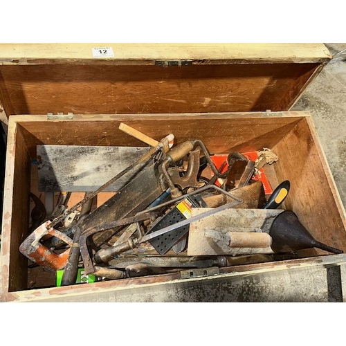 12 - Large Wooden Tool Box & Contents