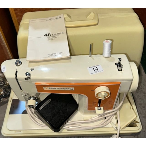 14 - Fister Rossman 45 MkIII Sewing Machine With Cover