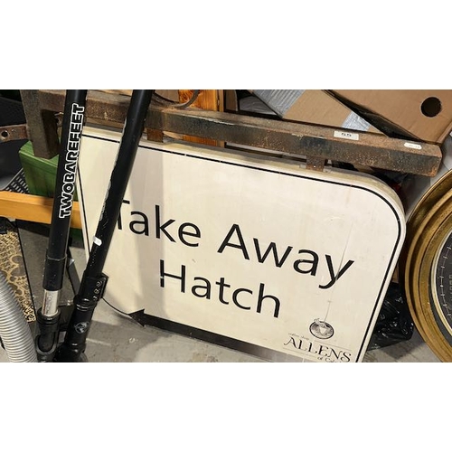 55 - Metal Takeaway Hatch Sign On Bracket