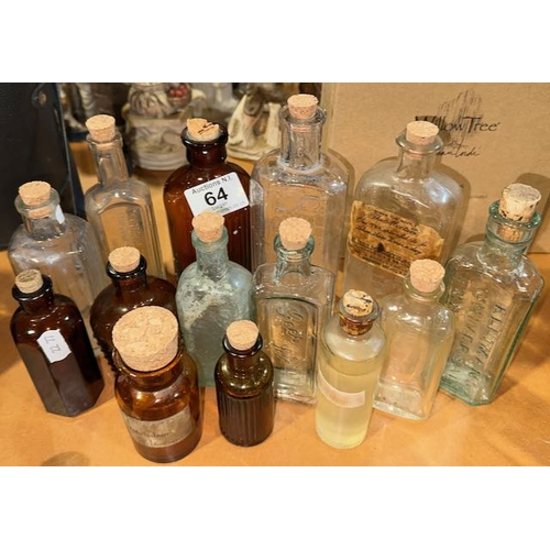 64 - Collection of Vintage Glass Bottles Incl Medicine