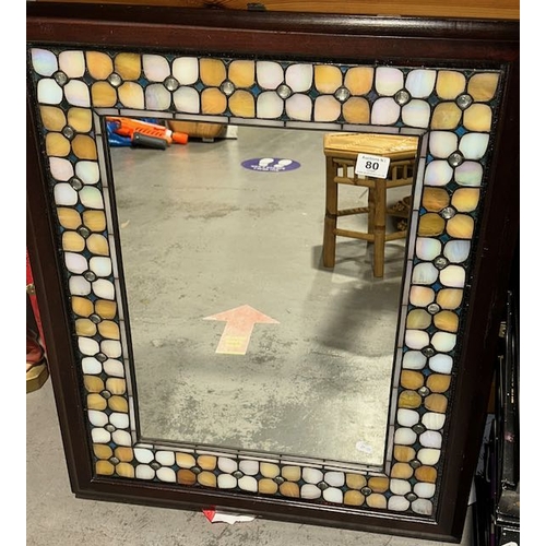 80 - Ornate Wood Framed Tiffany Style Mirror