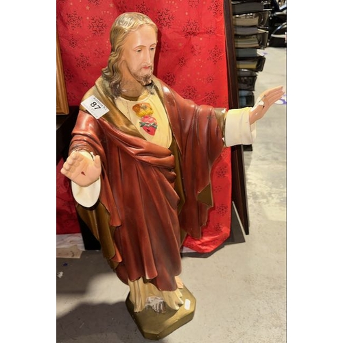 87 - Large Sacred Heart Jesus Figurine - As Seen