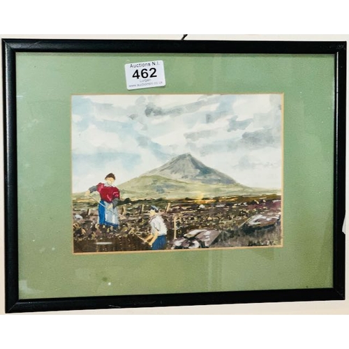 462 - Framed Watercolour - Cutting Turf