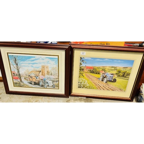 37 - Framed Massey Ferguson Print x 2 - Trevor Mitchell