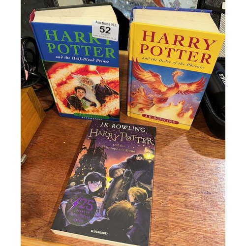 52 - Harry Potter 1st Edition Hardback x 2 - Half Blood Prince & Order Of The Pheonix + The Philospher's ... 