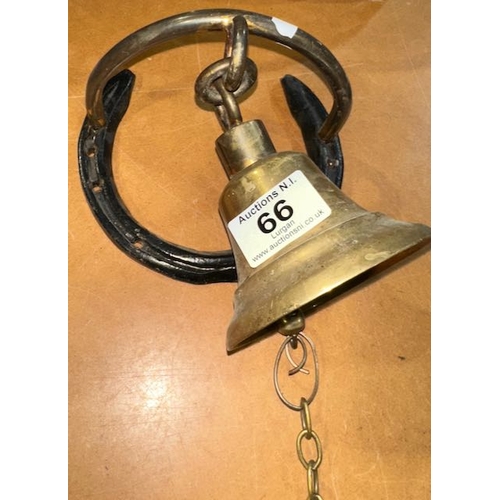 66 - Brass Bell On Horseshoe Mount