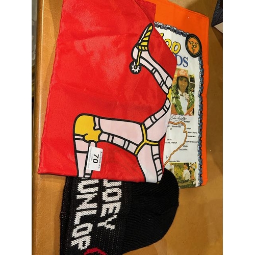 70 - Isle Of Man Flag + Joey Dunlop Hat & Teatowel