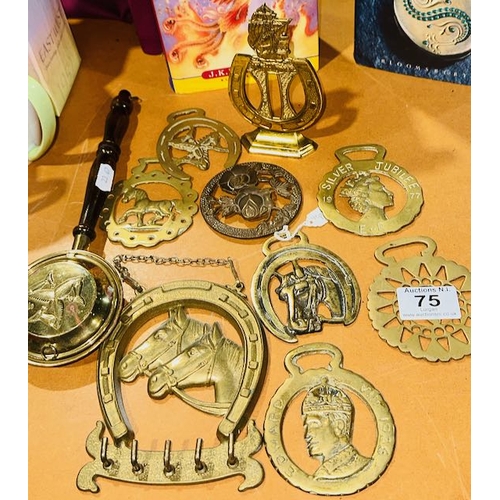 75 - Collectable Brass Incl Miniature Bed warmer & Horse Brasses