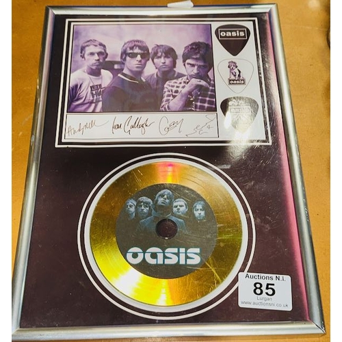 85 - Framed Oasis Signature Print Picture Disc