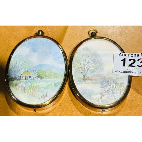 123 - Pair of Miniature Watercolours by Lynda Moffett