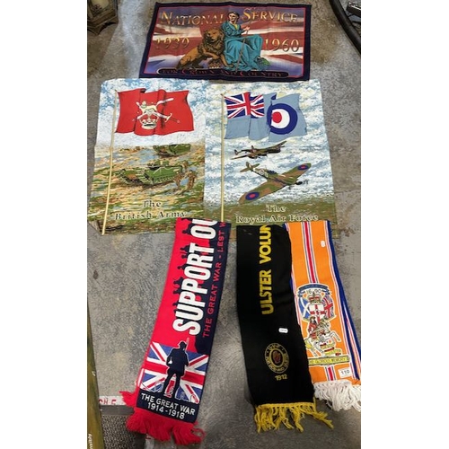 110 - UVF + Rising Sons of William Scarves + The Great War Scarf + 3 Tea Towels - The British Army, The Ro... 