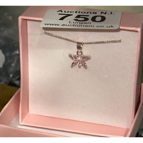 750 - Childhood Memories Silver Butterfly Pendant Necklace