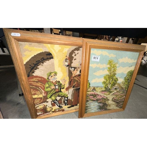 911 - 2 x Framed Tapestries