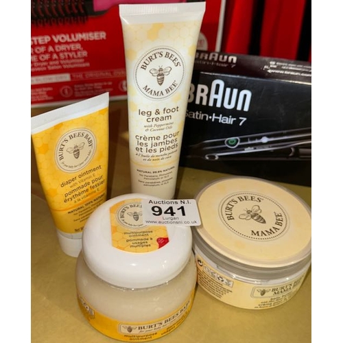 941 - Burts Bees Mamma Bee Belly Butter, Leg & Foot Cream, Diaper Cream + Multi Purpose Ointment