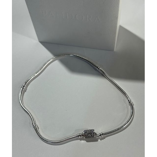 1008 - Pandora Moments Double Wrap Barrel Clasp Snake Chain Bracelet - Approx 31cm