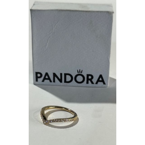 1009 - Pandora Sparkling Wishbone Ring Gold Plated