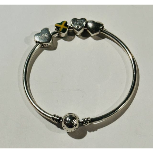 1024 - Pandora Moments Bangle With 4 Heart Charms