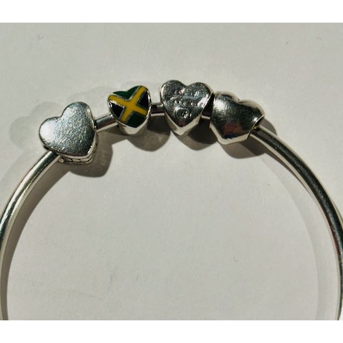 1024 - Pandora Moments Bangle With 4 Heart Charms