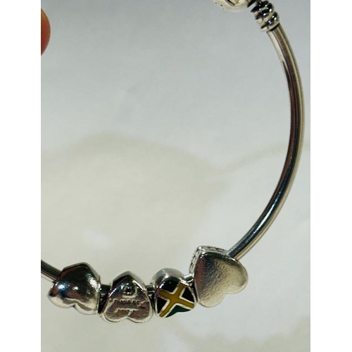 1024 - Pandora Moments Bangle With 4 Heart Charms