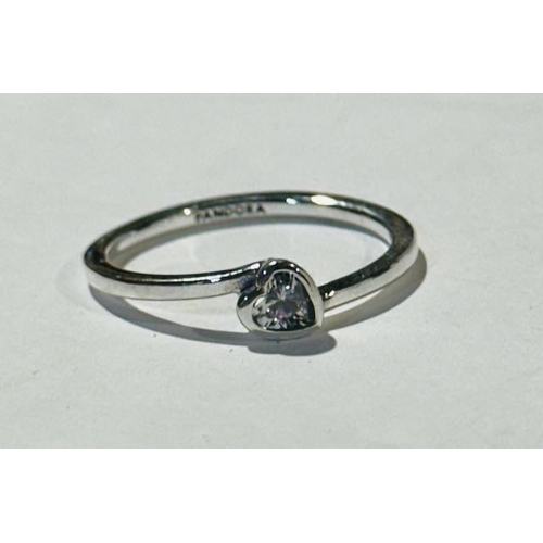 1035 - Pandora Clear Tilted Heart Solitaire Ring