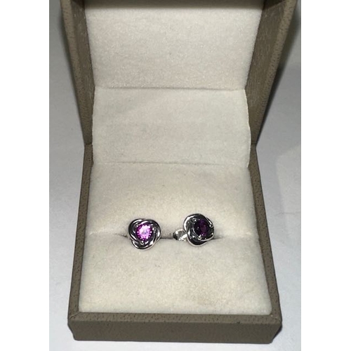 970 - Pandora February Birthstone Eternity Circle Stud Earrings