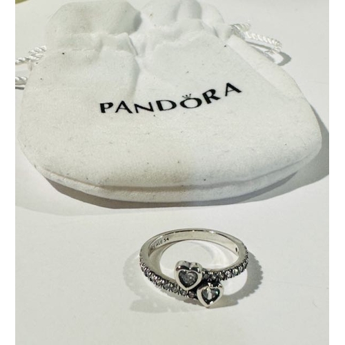 971 - Pandora Two Sparkling Hearts Ring