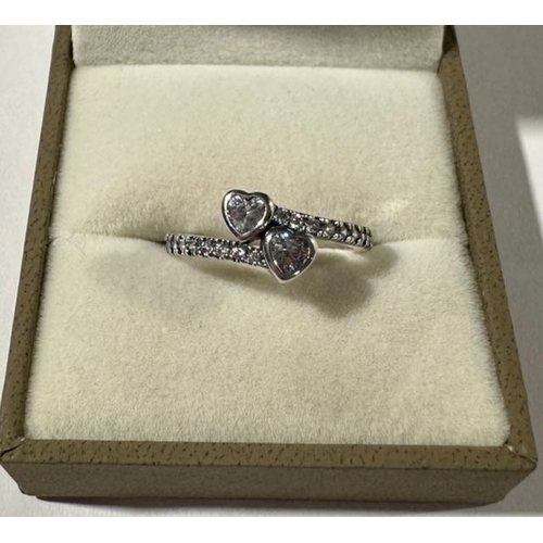 971 - Pandora Two Sparkling Hearts Ring